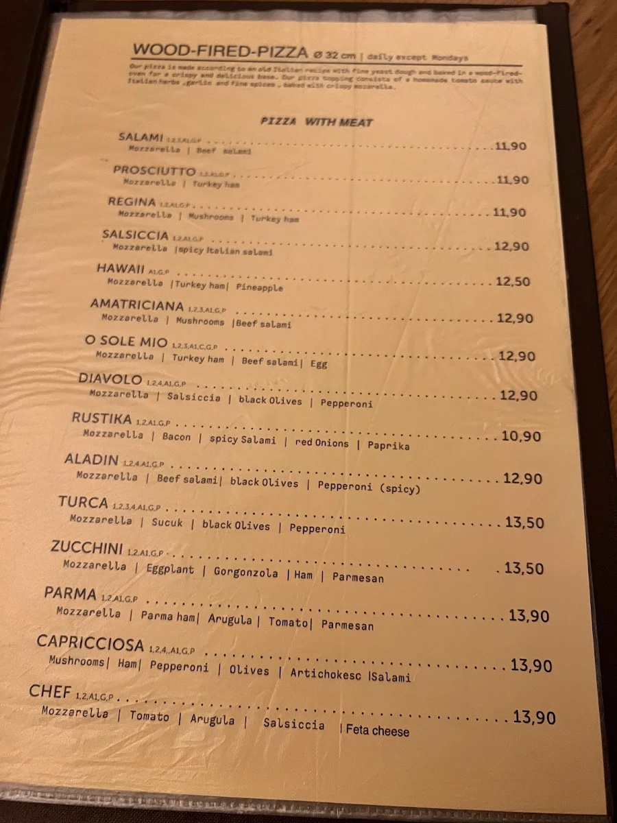 Speisekarte, Bürger's Moosach