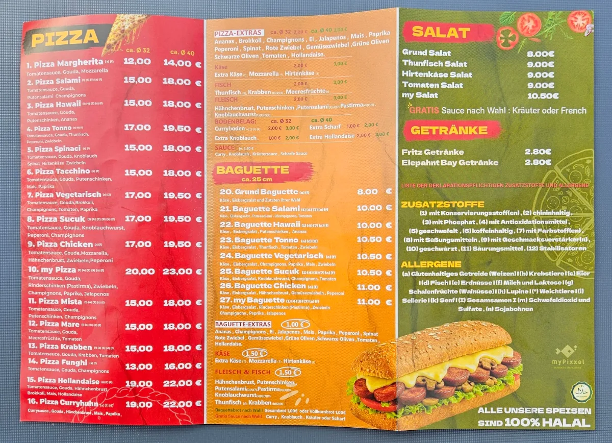 Speisekarte, my Pizza Bremen
