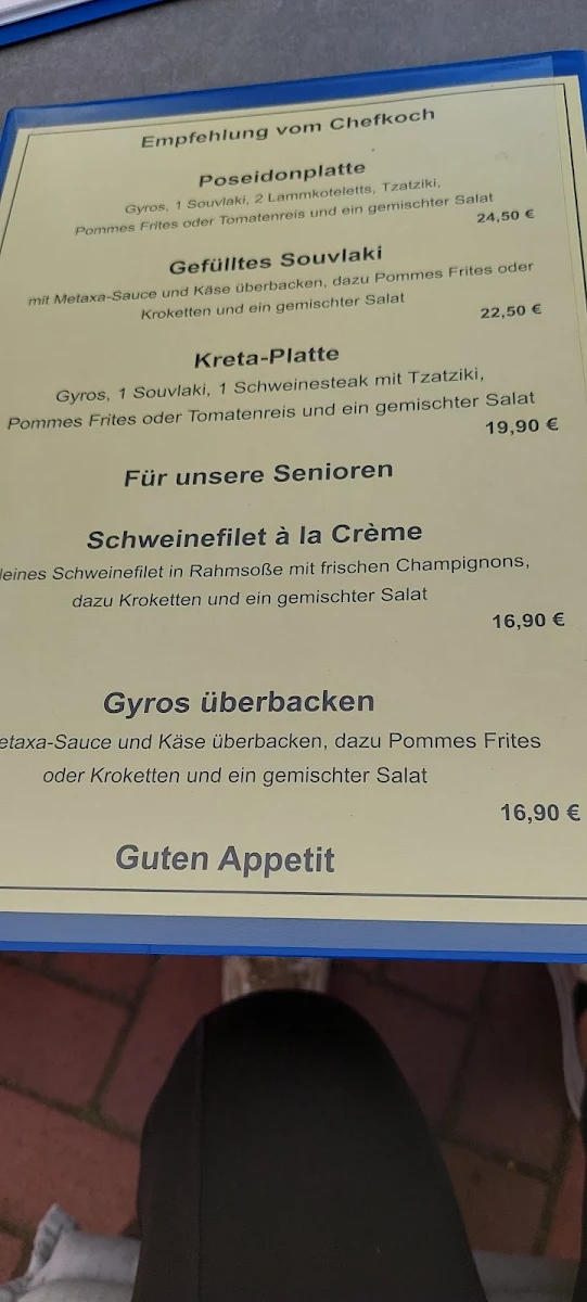 Speisekarte, Taverna - "Der Grieche"