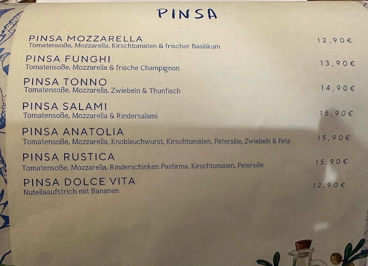 Speisekarte, Café AREN