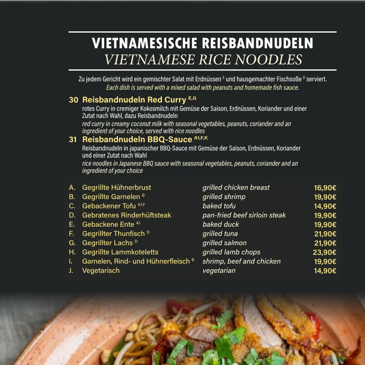 Speisekarte, Vietnam Restaurant