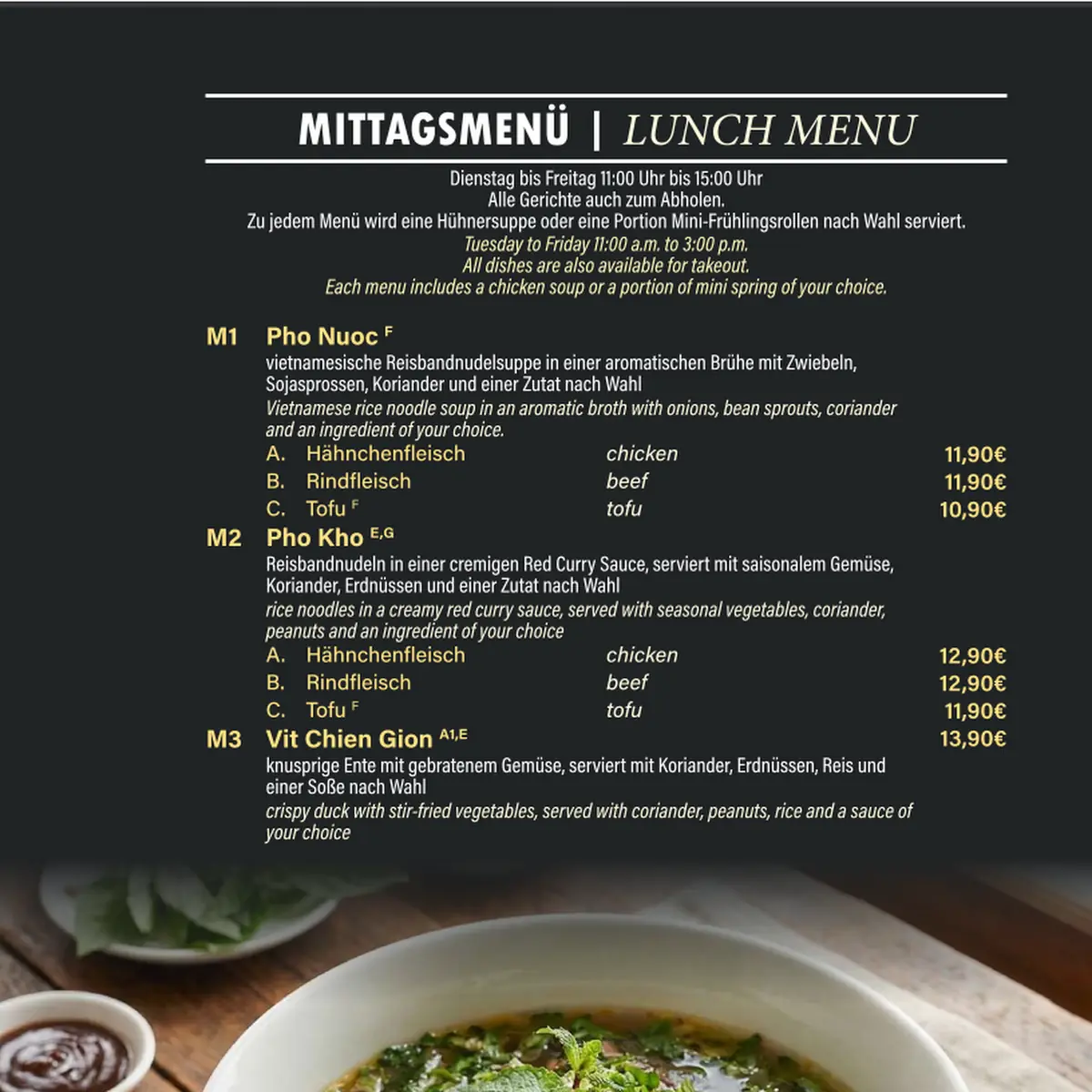 Speisekarte, Vietnam Restaurant