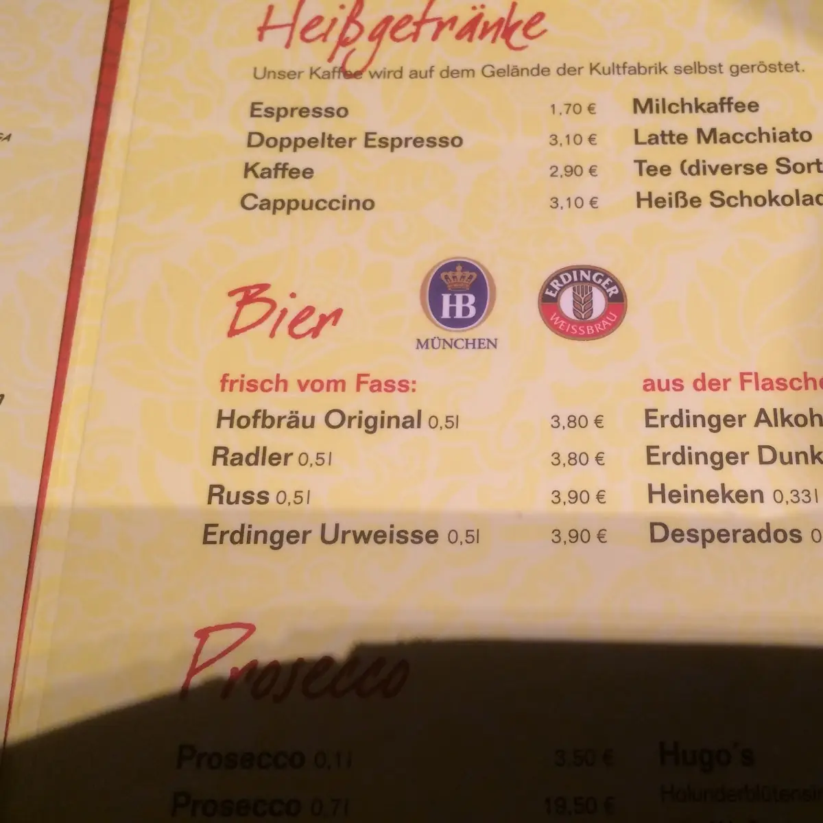 Speisekarte, NachtKantine Griechisches Restaurant & Eventfläche