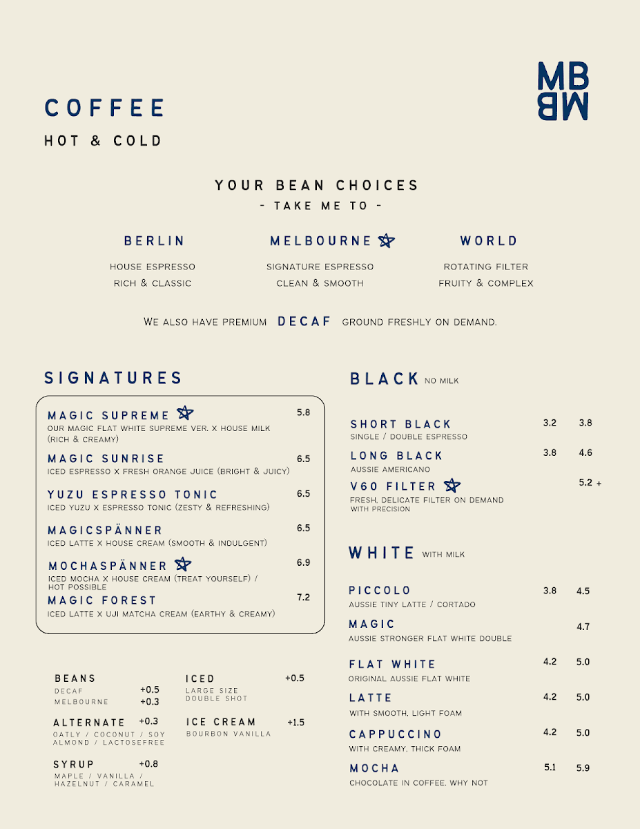 Speisekarte, Café Magic Bitte SPECIALTY COFFEE