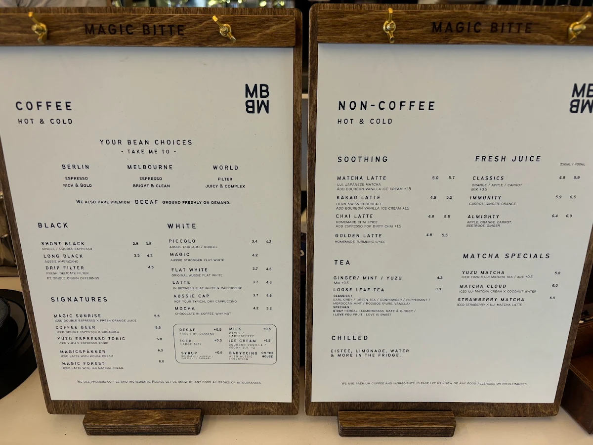 Speisekarte, Café Magic Bitte SPECIALTY COFFEE