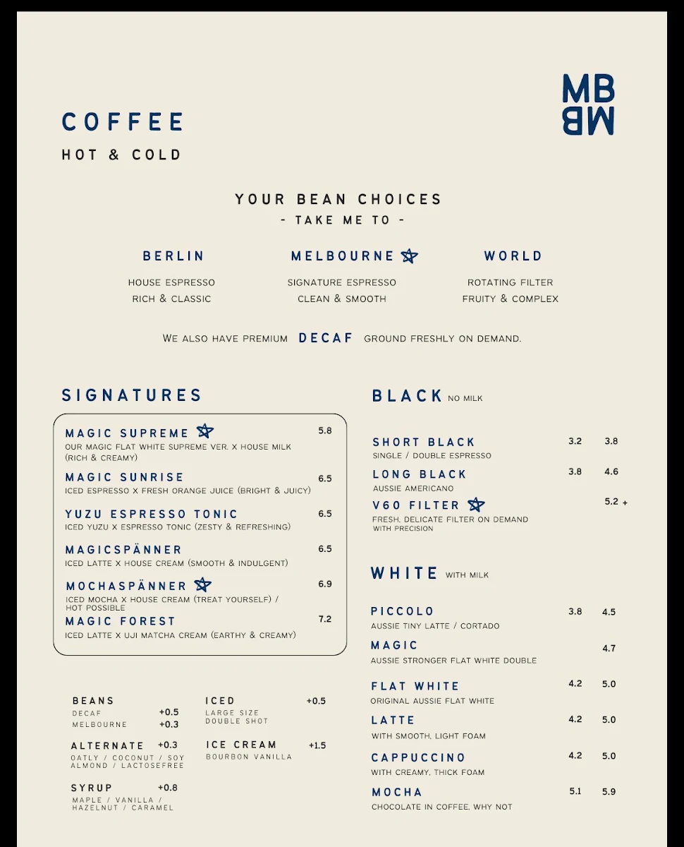Speisekarte, Café Magic Bitte SPECIALTY COFFEE