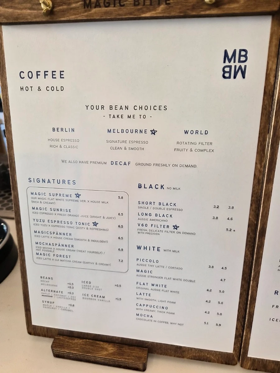 Speisekarte, Café Magic Bitte SPECIALTY COFFEE