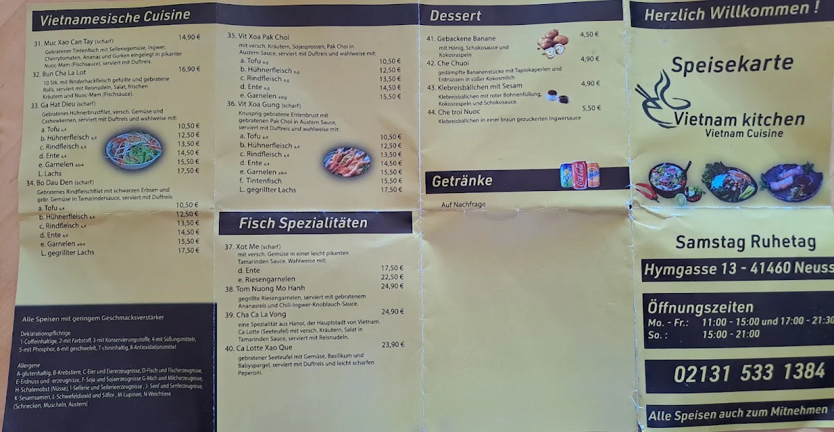 Speisekarte, Vietnam Kitchen / Neuss