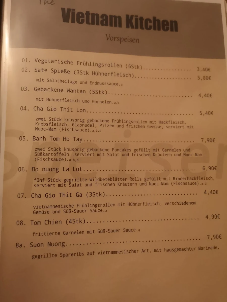 Speisekarte, Vietnam Kitchen / Neuss