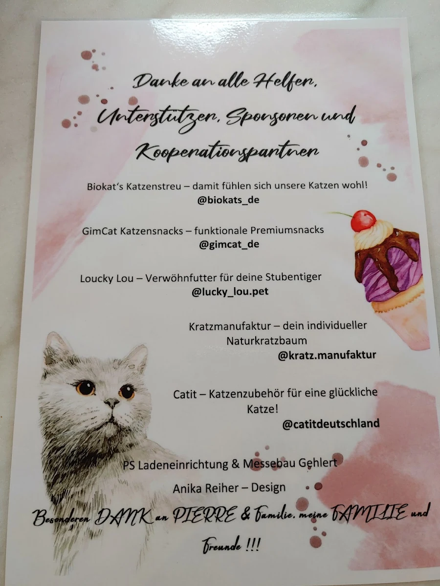 Speisekarte, Katzencafé - Katzenlounge Ciao Mau