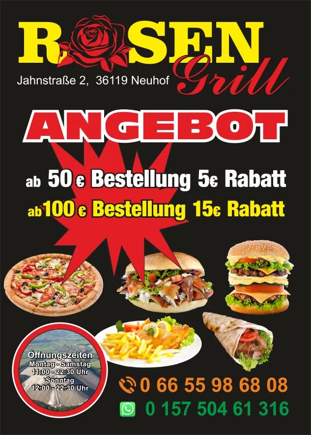 Speisekarte, RosenGrill Neuhof
