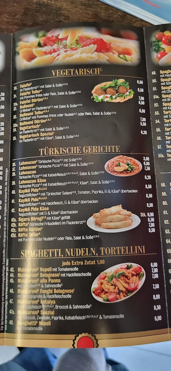 Speisekarte, Bistro Antalya