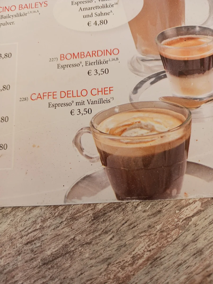 Speisekarte, Eiscafé Dolomiti