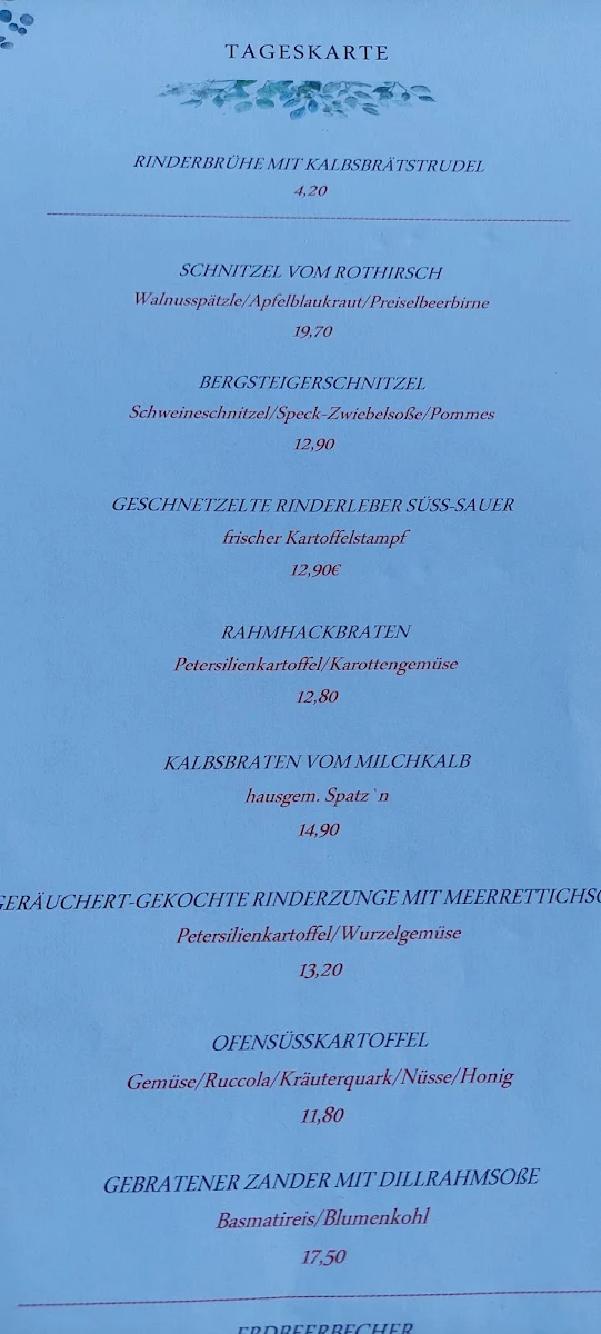 Speisekarte, Hammerwirt Fischbachau