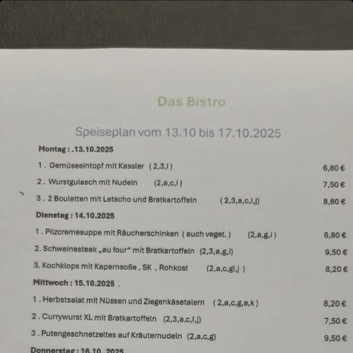 Speisekarte photo 1