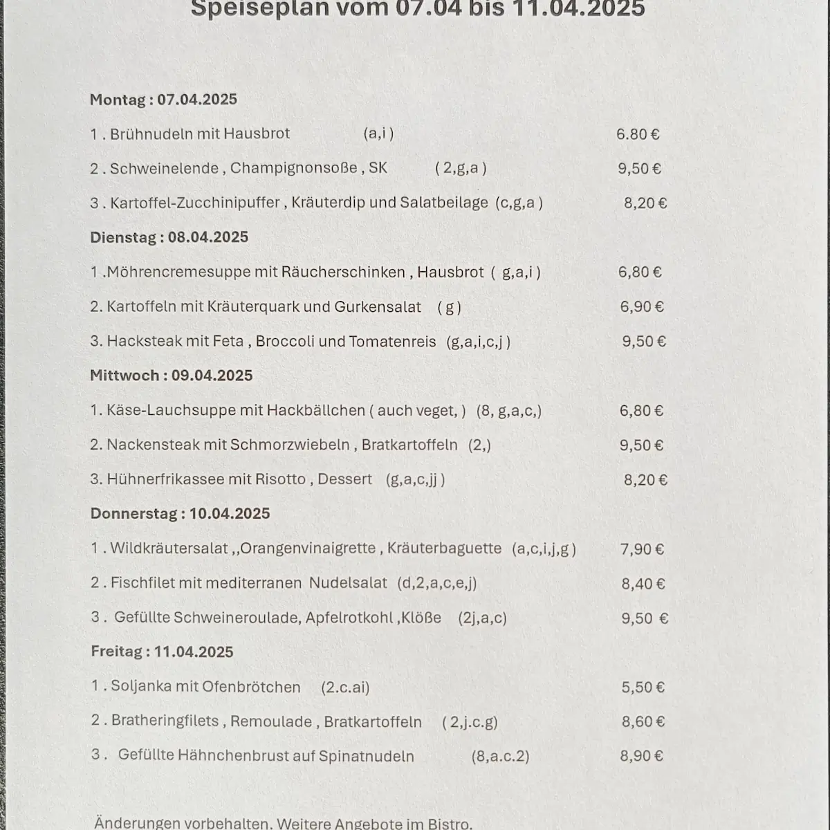 Speisekarte photo 2
