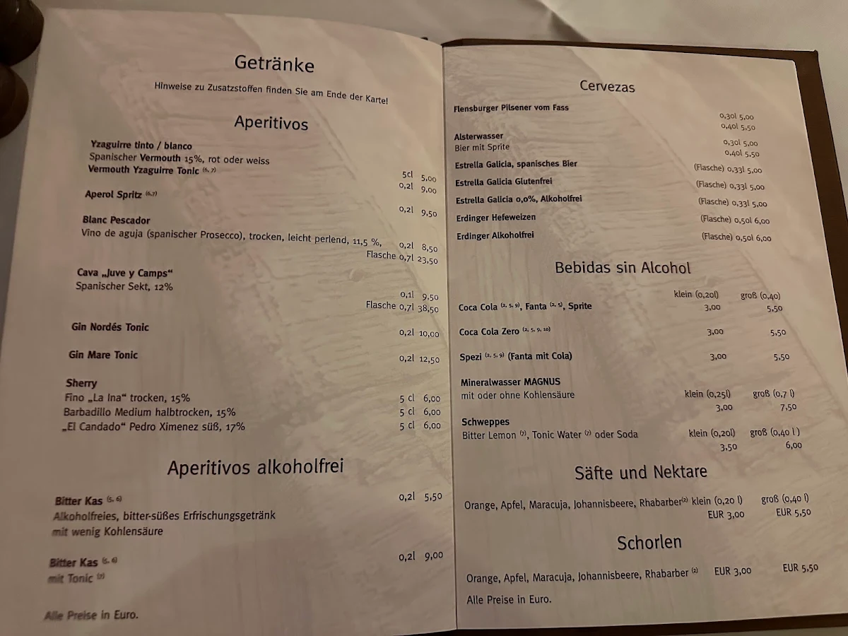 Speisekarte, Restaurante Picasso
