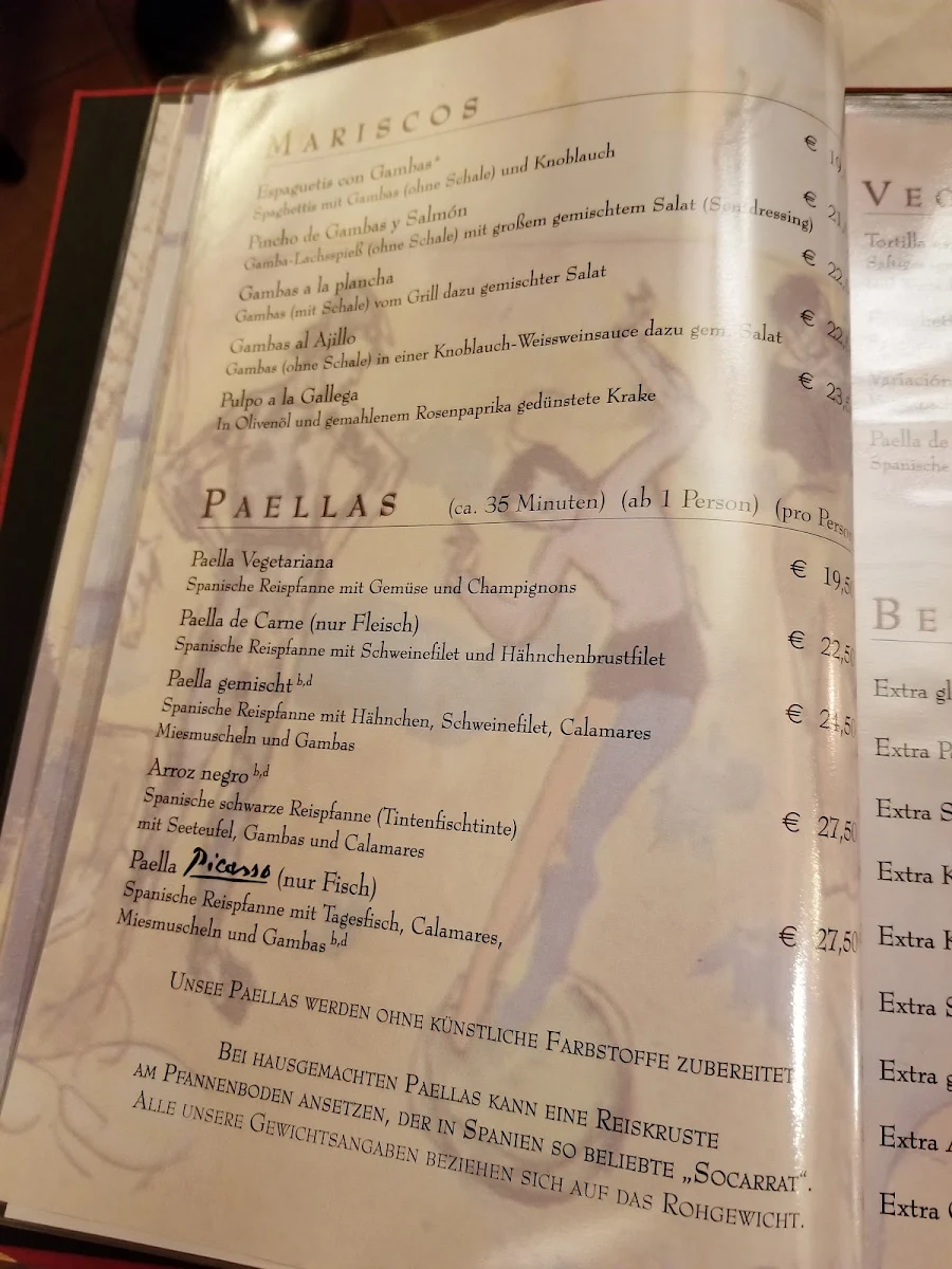 Speisekarte, Restaurante Picasso
