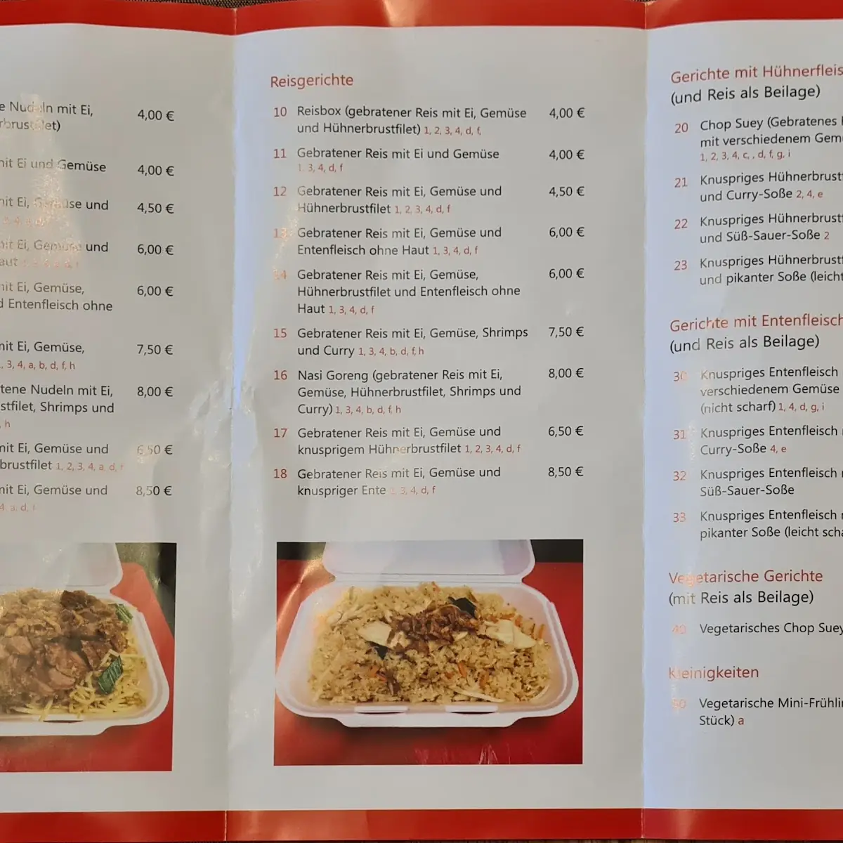 Speisekarte, VO's Asia Imbiss