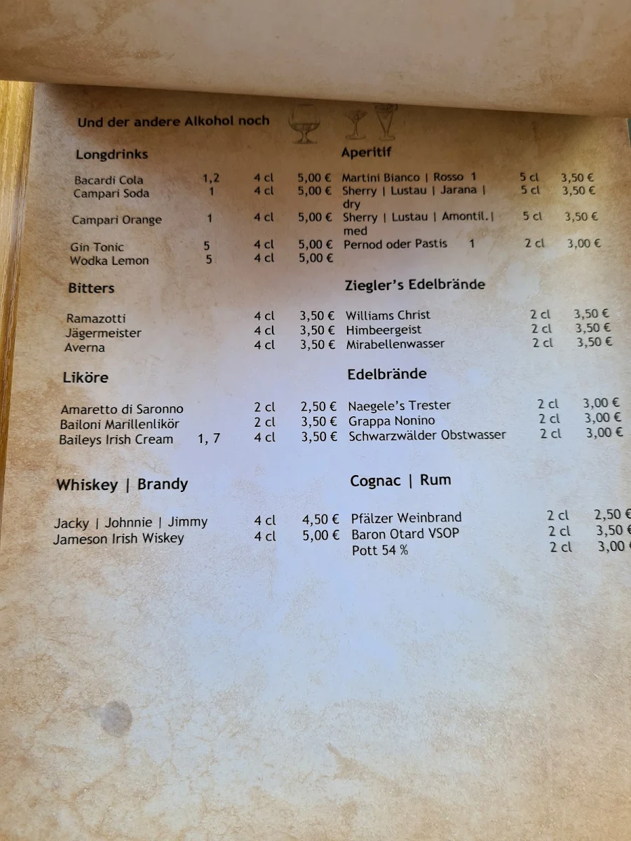 Speisekarte, Kaffee Bohne