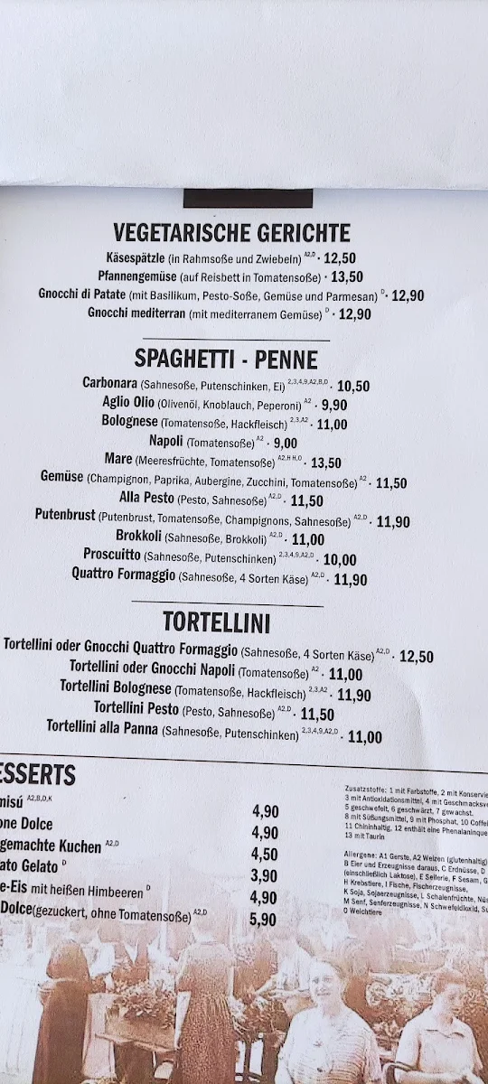 Speisekarte, Café Stein Restaurant