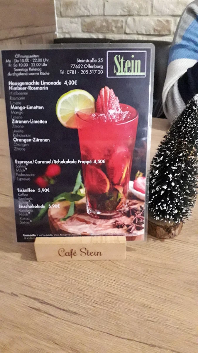 Speisekarte, Café Stein Restaurant