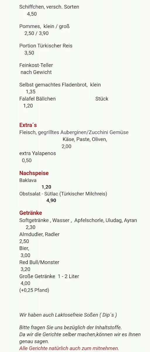Speisekarte, Gourmet-Ecke-Grafing