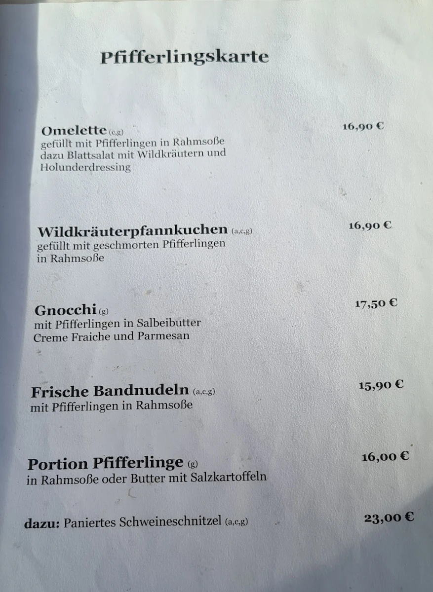 Speisekarte, Landgasthof" Zum grünen Baum"