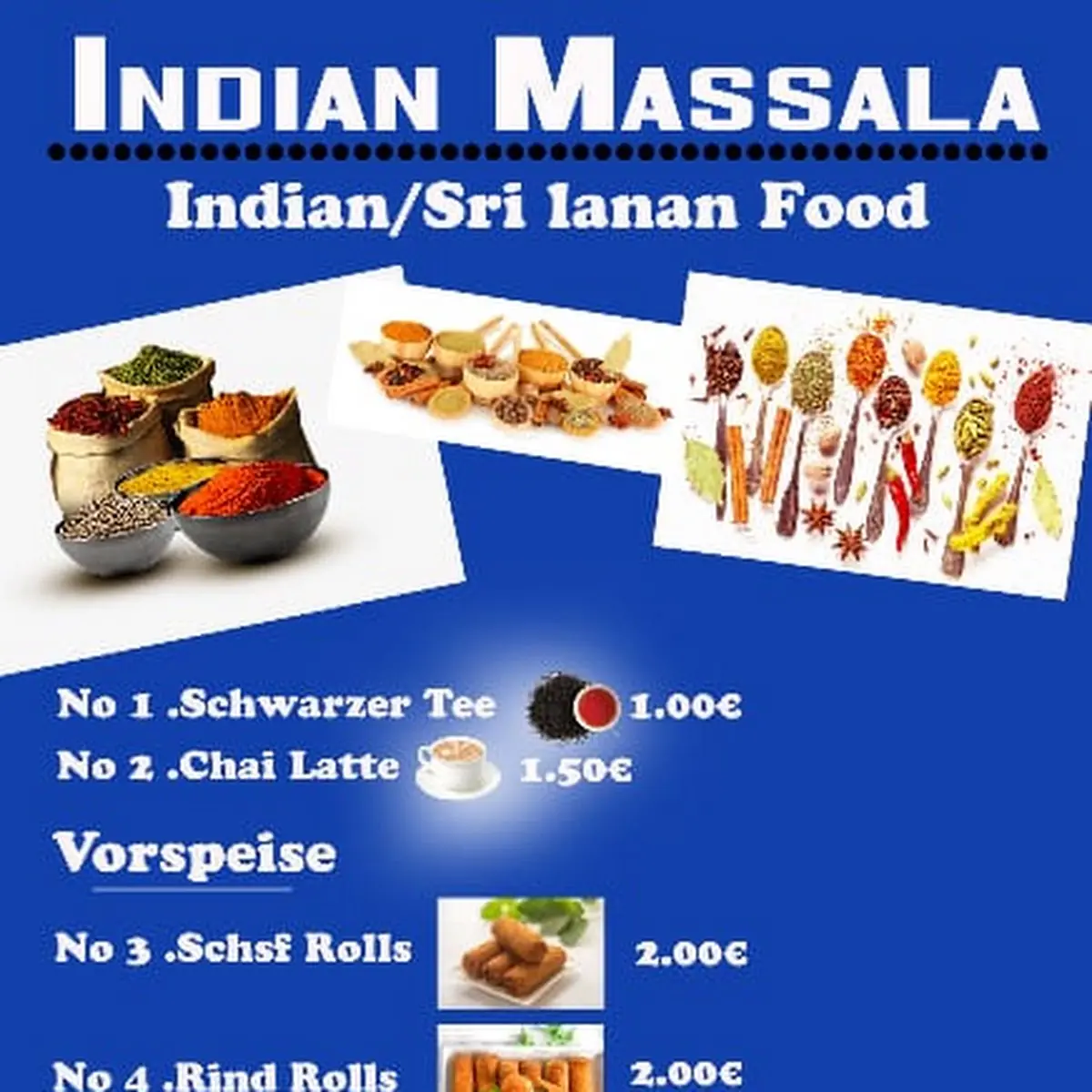 Speisekarte, Indian Massala