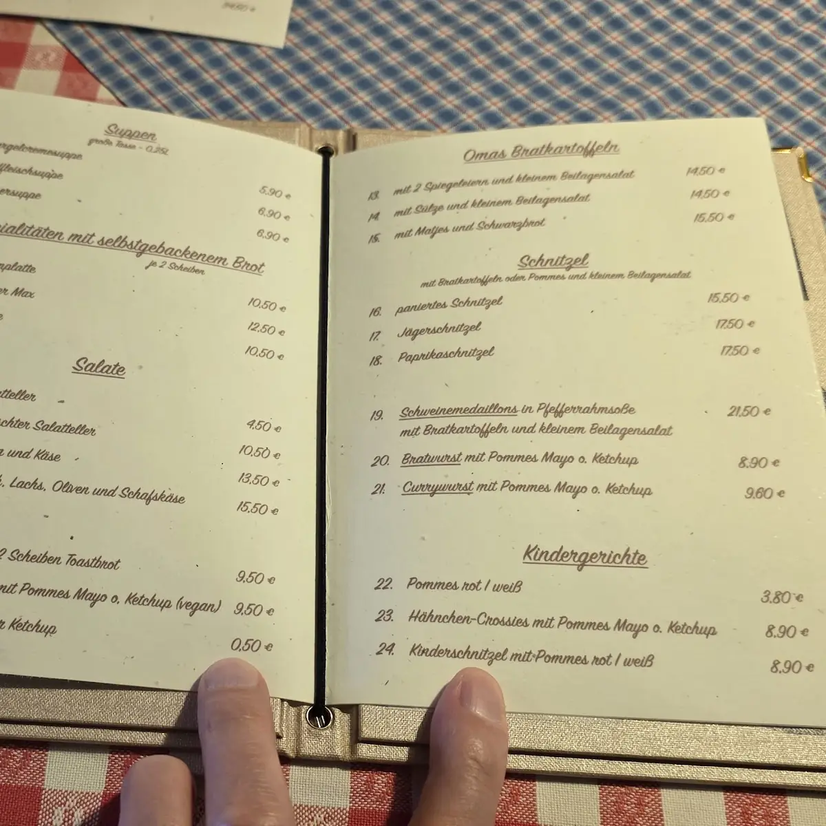 Speisekarte, Altes Gasthaus Giese