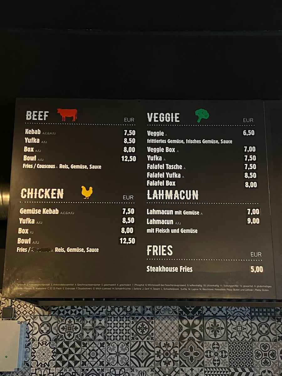Speisekarte, Gidi's Kebab