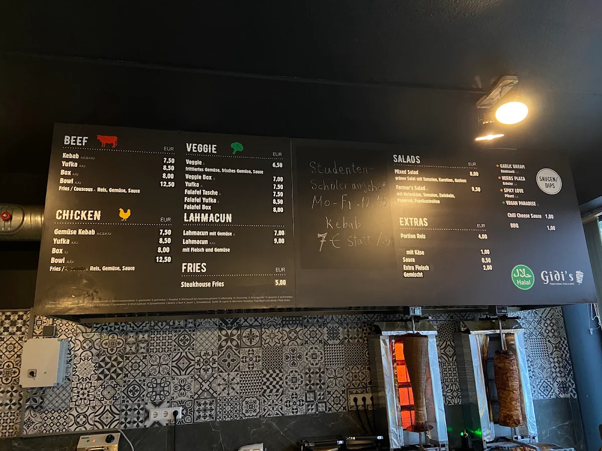 Speisekarte, Gidi's Kebab