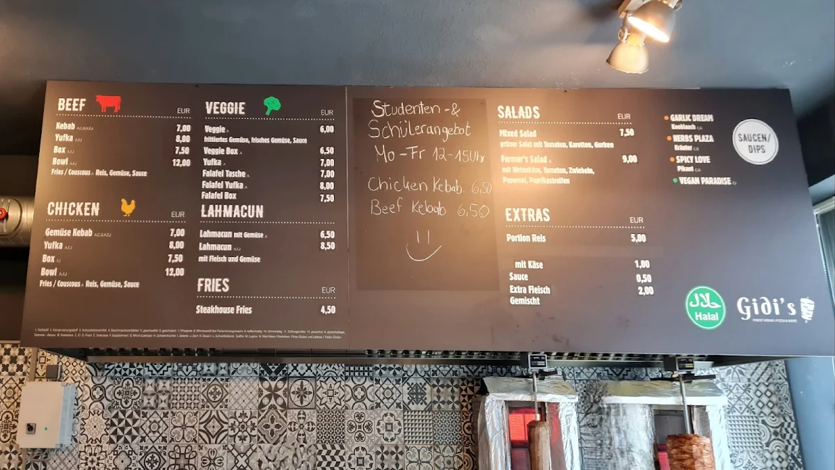 Speisekarte, Gidi's Kebab