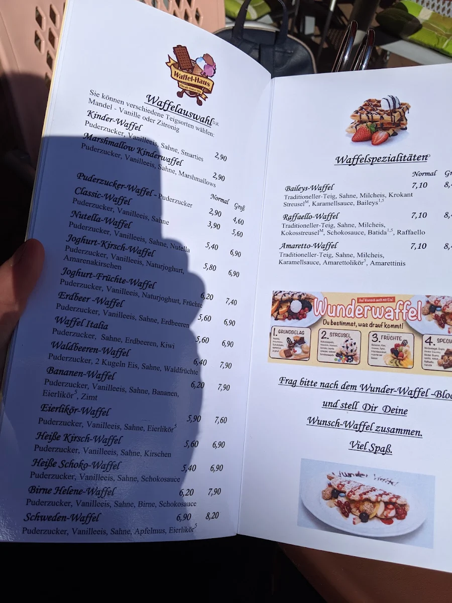 Speisekarte, Waffelhaus & Eismanufaktur Schulz