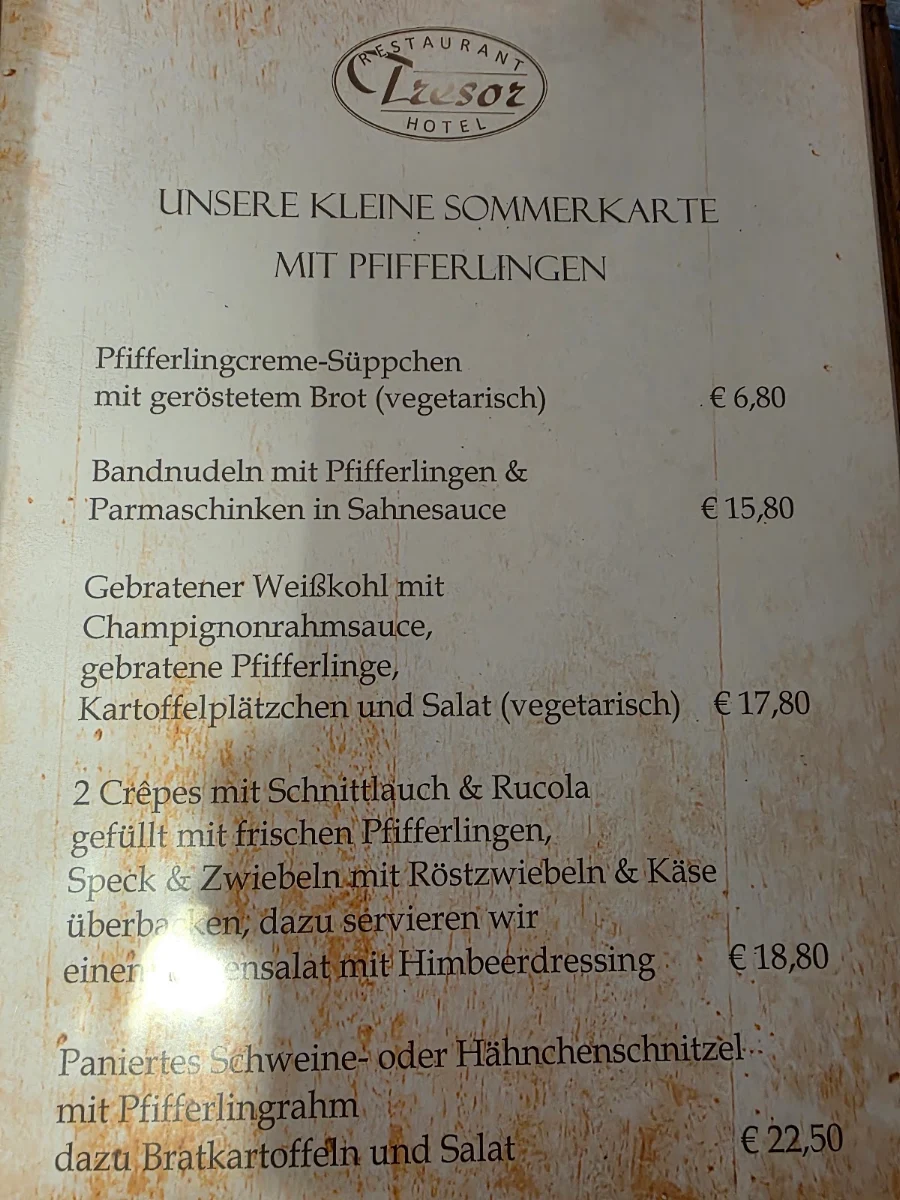 Speisekarte, Tresor