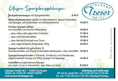 Speisekarte, Tresor