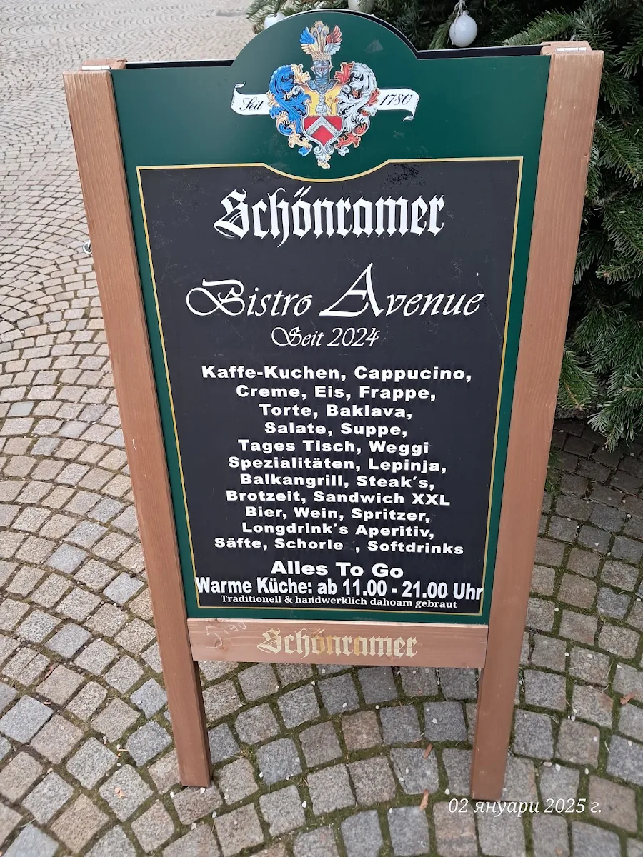 Speisekarte, Bistro Avenue