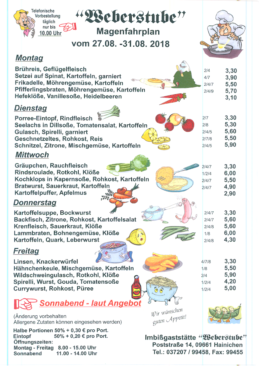 Speisekarte, Weberstube Imbiss-Gaststätte Inh.Tino Scheffler