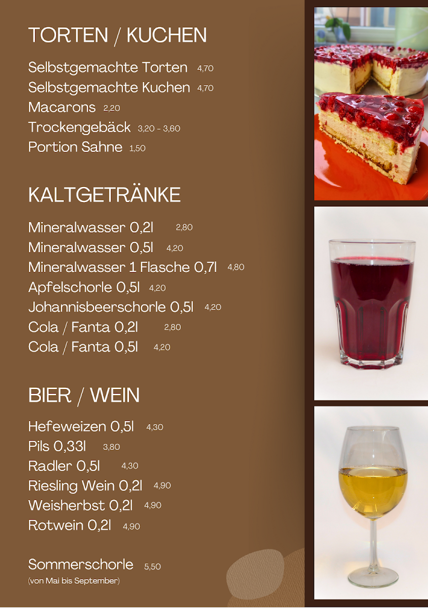 Speisekarte, Café-Konditorei Klaus Vollmer
