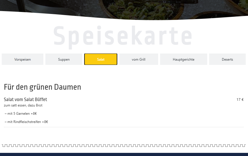 Speisekarte, Restaurant Garn&Gabel