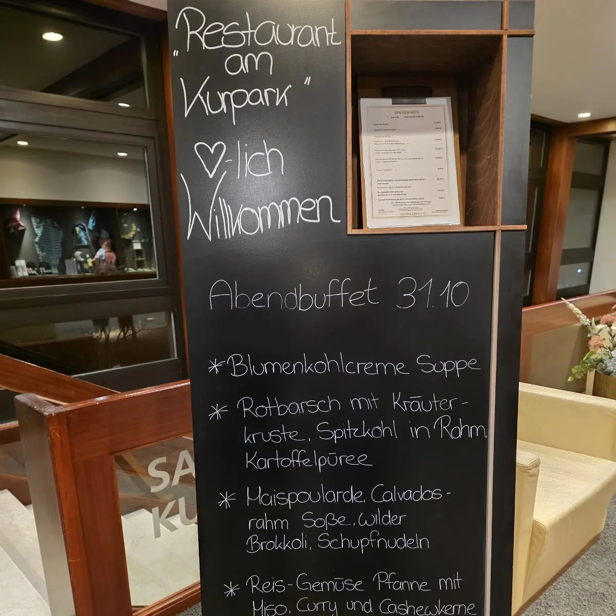 Speisekarte, Restaurant Kurpark