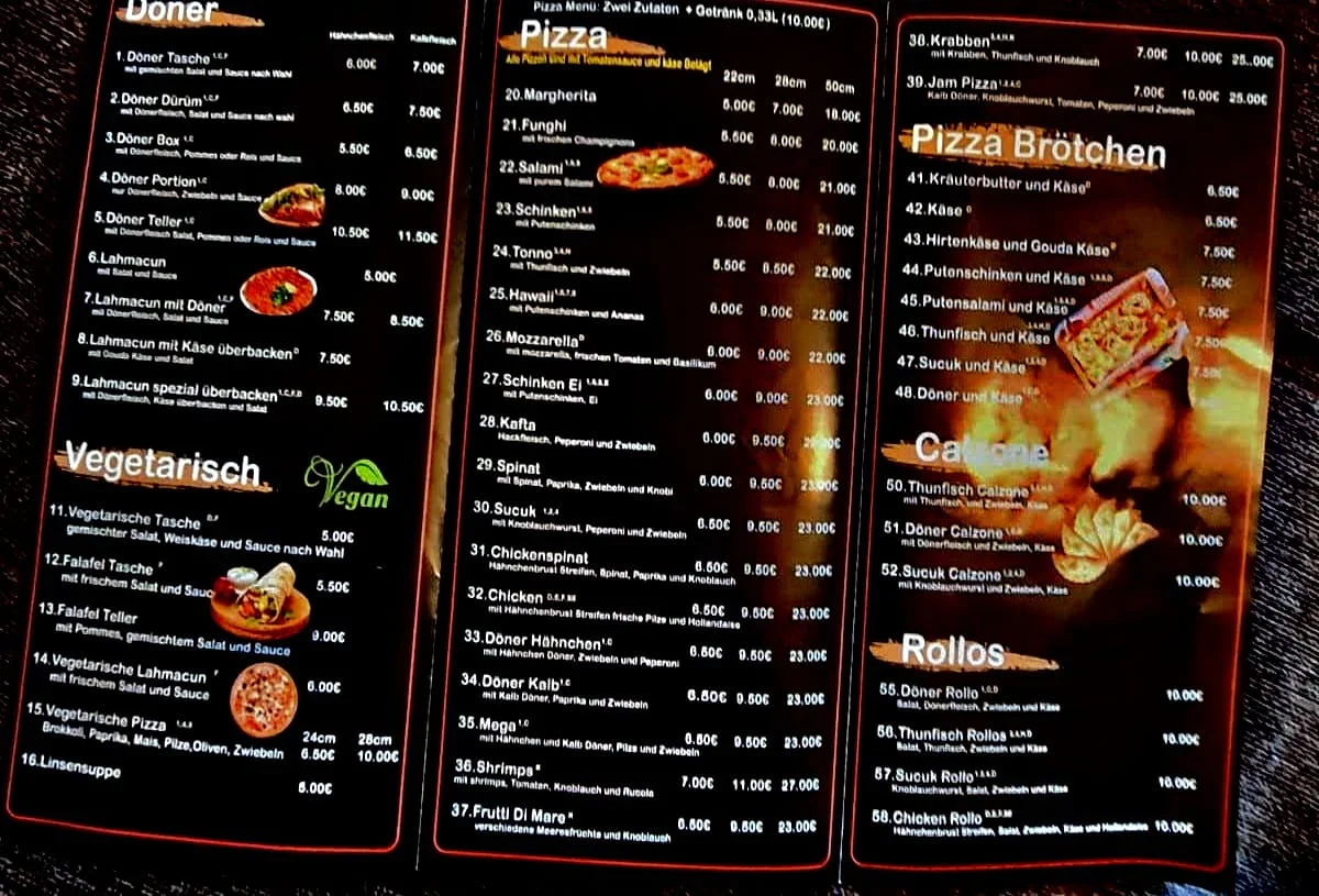 Speisekarte, Jam Imbiss Grill