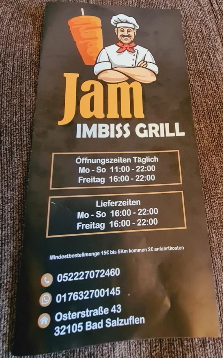 Speisekarte, Jam Imbiss Grill