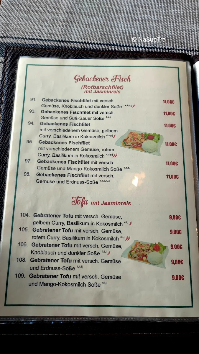 Speisekarte, Phan Vin Asia