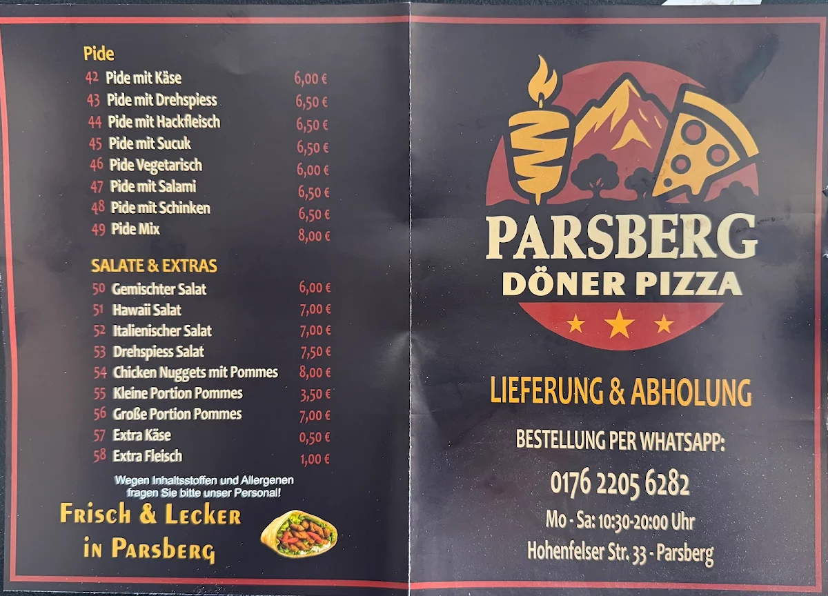 Speisekarte, Parsberg Döner & Pizza