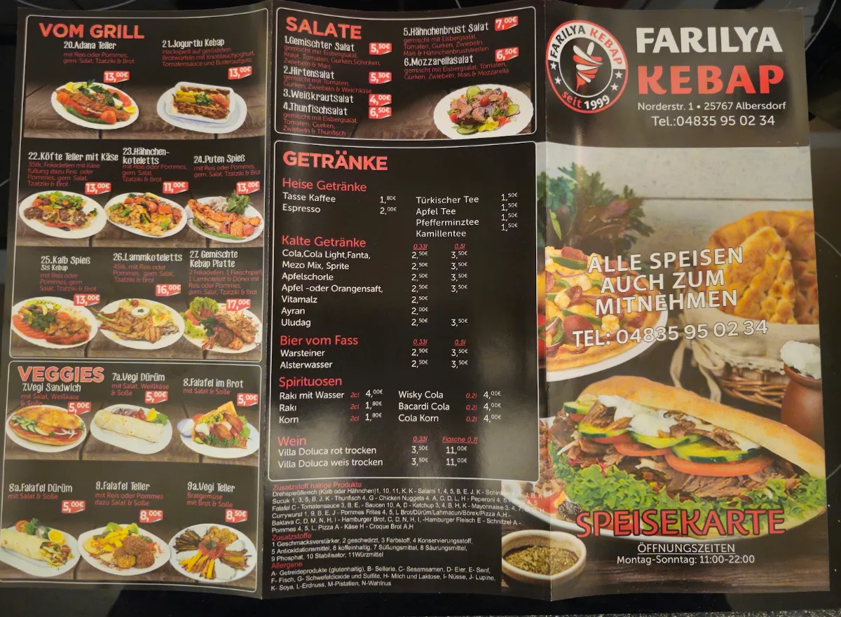 Speisekarte, Farilya Kebap