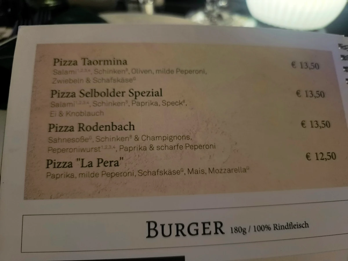 Speisekarte, Pera Restaurant & Da Guido Lieferservice