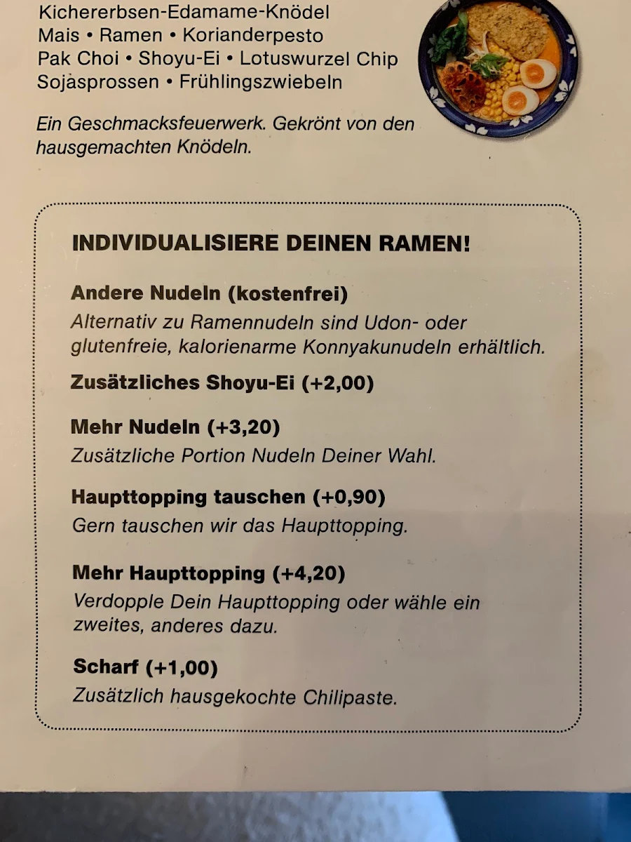 Speisekarte, Umaii Ramenbar Dresden