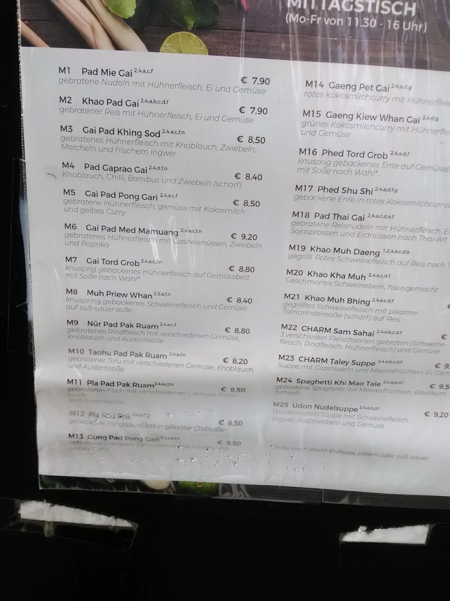 Speisekarte, Charm Thai Street Kitchen