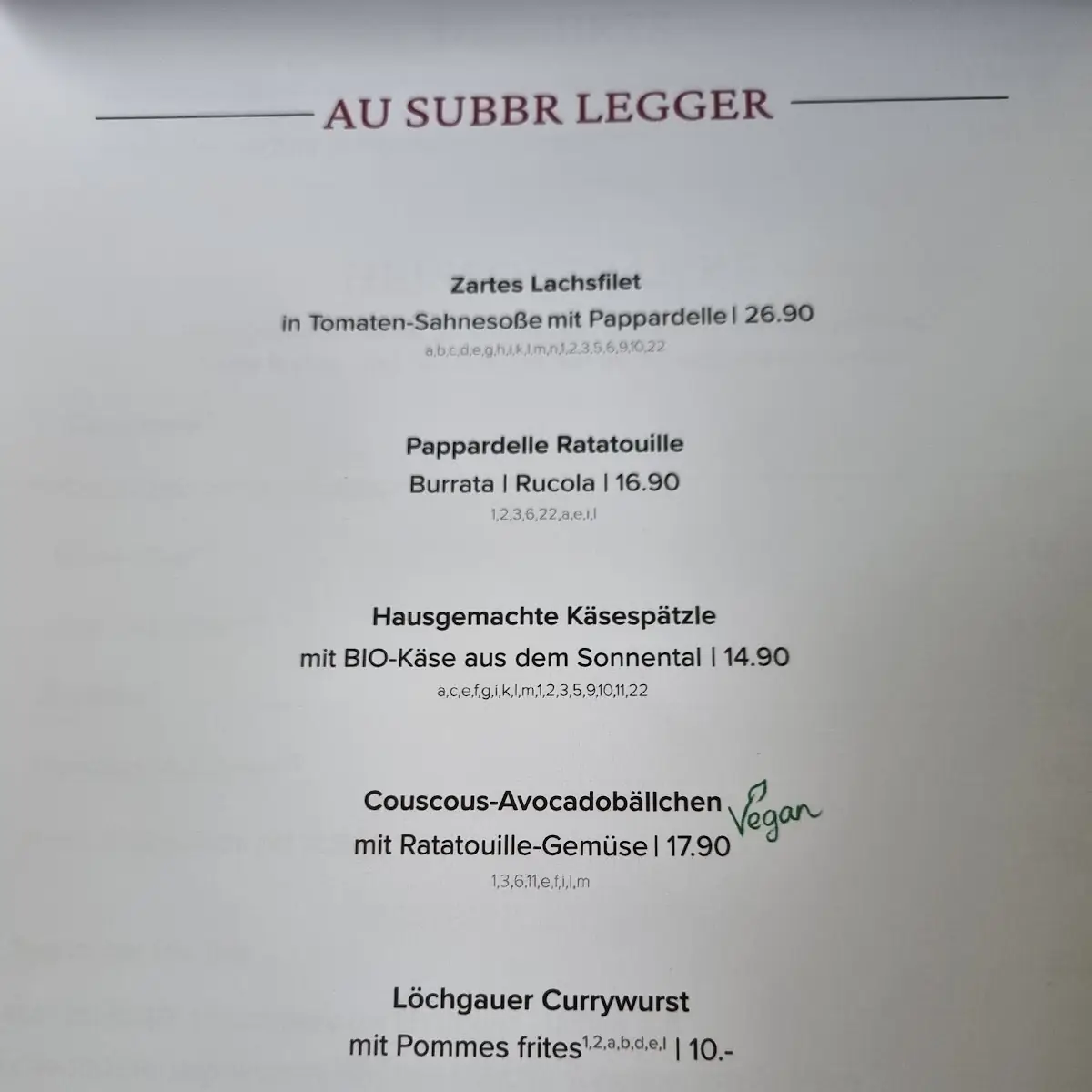 Speisekarte photo 2